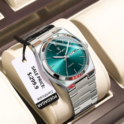 Poedagar Rexo Luxury watch- Silver Green