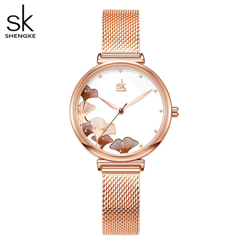 Elegant 32MM Dial Coffee Mesh watch