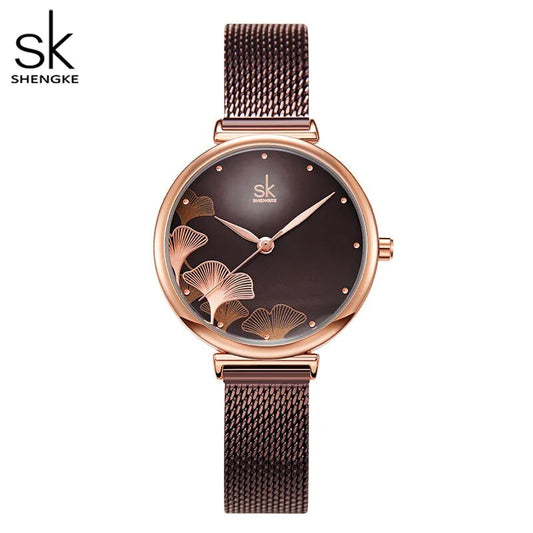 Elegant 32MM Dial Coffee Mesh watch 1