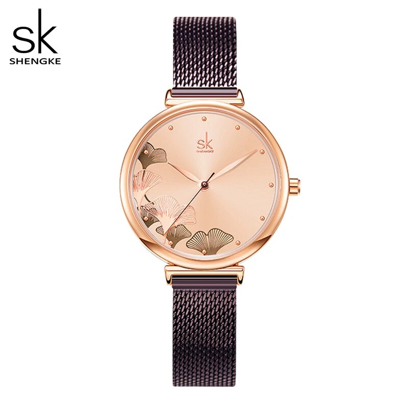 Elegant 32MM Dial Coffee Mesh watch