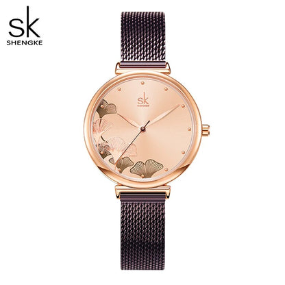 Elegant 32MM Dial Coffee Mesh watch